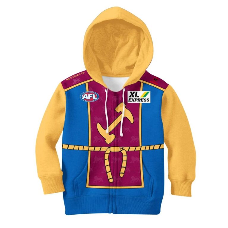 AFL Brisbane Lions Custom Name Number The Simpsons Guernsey Kids Pullover Hoodie