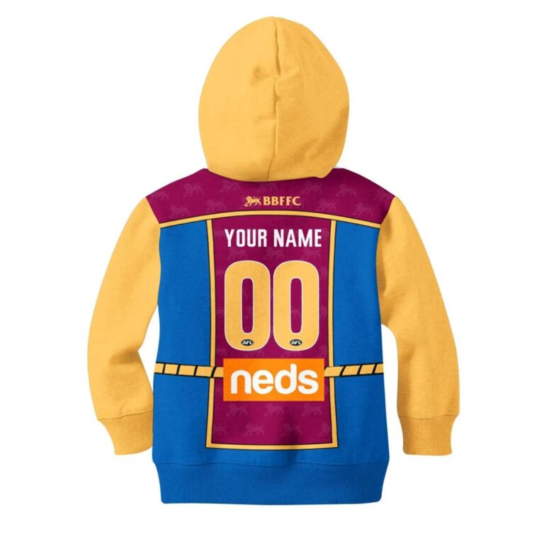 AFL Brisbane Lions Custom Name Number The Simpsons Guernsey Kids Pullover Hoodie