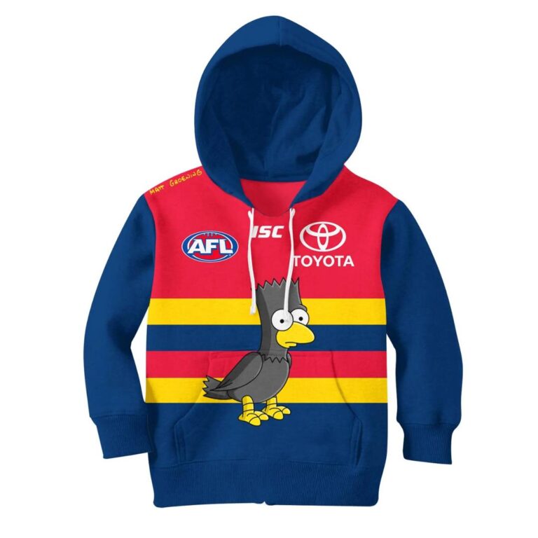 AFL Adelaide Crows Custom Name Number The Simpsons Guernsey Kids Pullover Hoodie