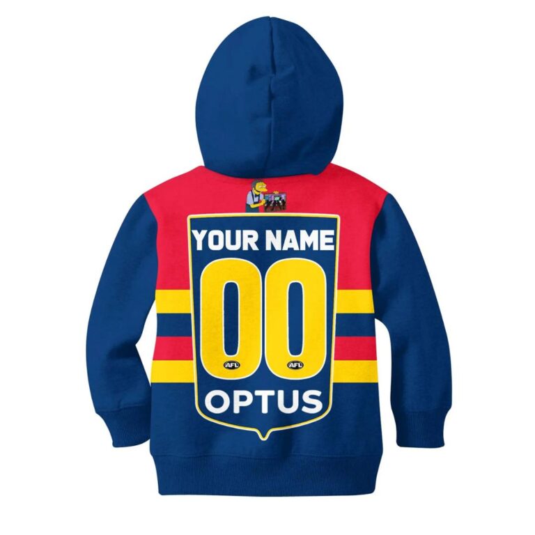 AFL Adelaide Crows Custom Name Number The Simpsons Guernsey Kids Pullover Hoodie