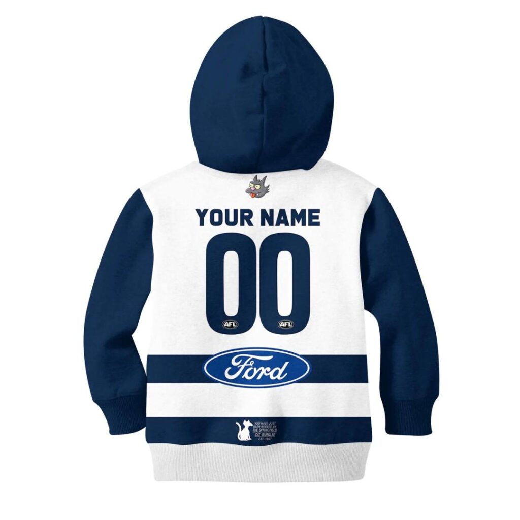 AFL Geelong Cats Custom Name Number The Simpsons Guernsey Kids Pullover Hoodie