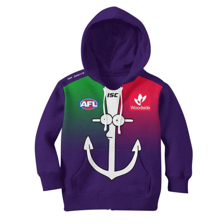AFL Fremantle Dockers Custom Name Number The Simpsons Guernsey Kids Pullover Hoodie