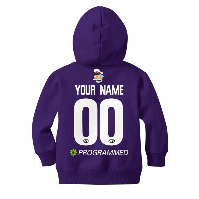 AFL Fremantle Dockers Custom Name Number The Simpsons Guernsey Kids Pullover Hoodie