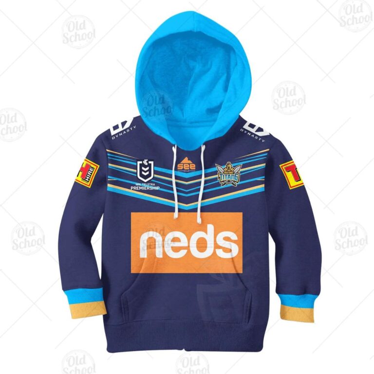 NRL Gold Coast Titans Custom Name Number 2020 Home Jersey Kids Pullover Hoodie