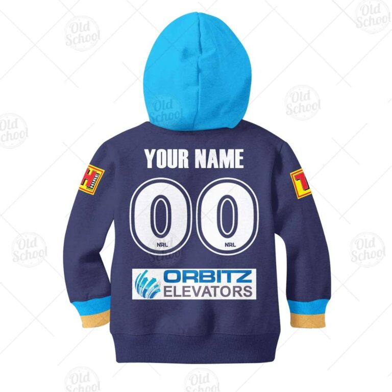 NRL Gold Coast Titans Custom Name Number 2020 Home Jersey Kids Pullover Hoodie