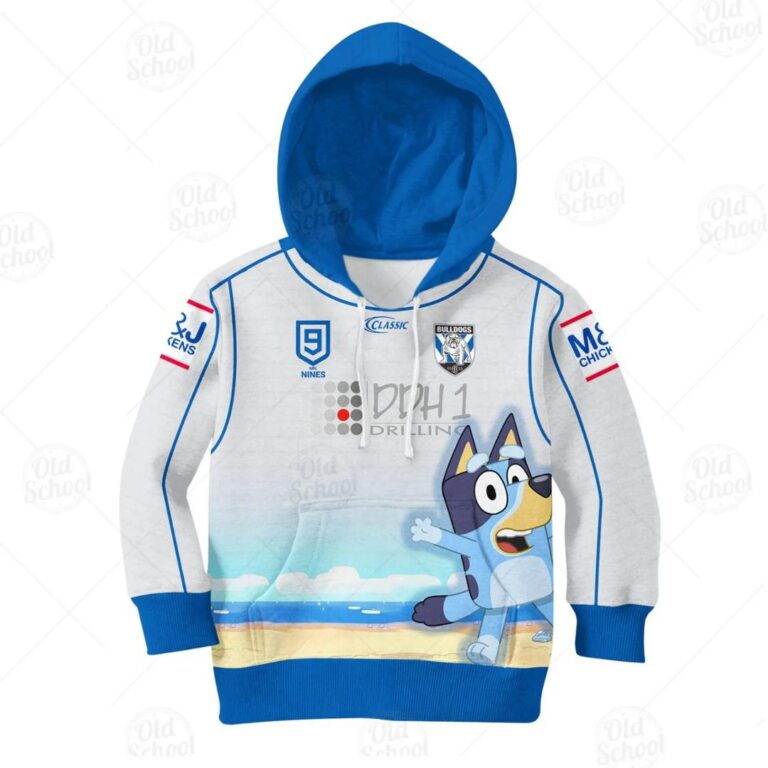NRL Canterbury-Bankstown Bulldogs Custom Name Number x Bluey Jersey Kids Pullover Hoodie