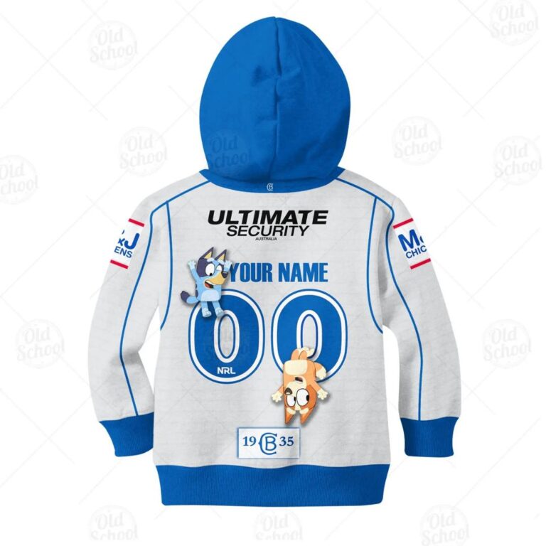 NRL Canterbury-Bankstown Bulldogs Custom Name Number x Bluey Jersey Kids Pullover Hoodie