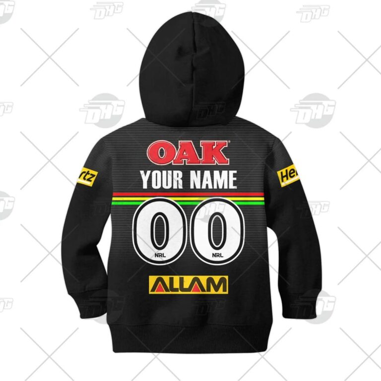 NRL Penrith Panthers Custom Name Number 2021 Home Jersey Kids Pullover Hoodie