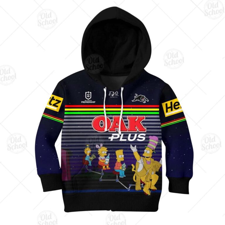 NRL Penrith Panthers Custom Name Number x The Simpsons 2020 Halloween Kids Pullover Hoodie