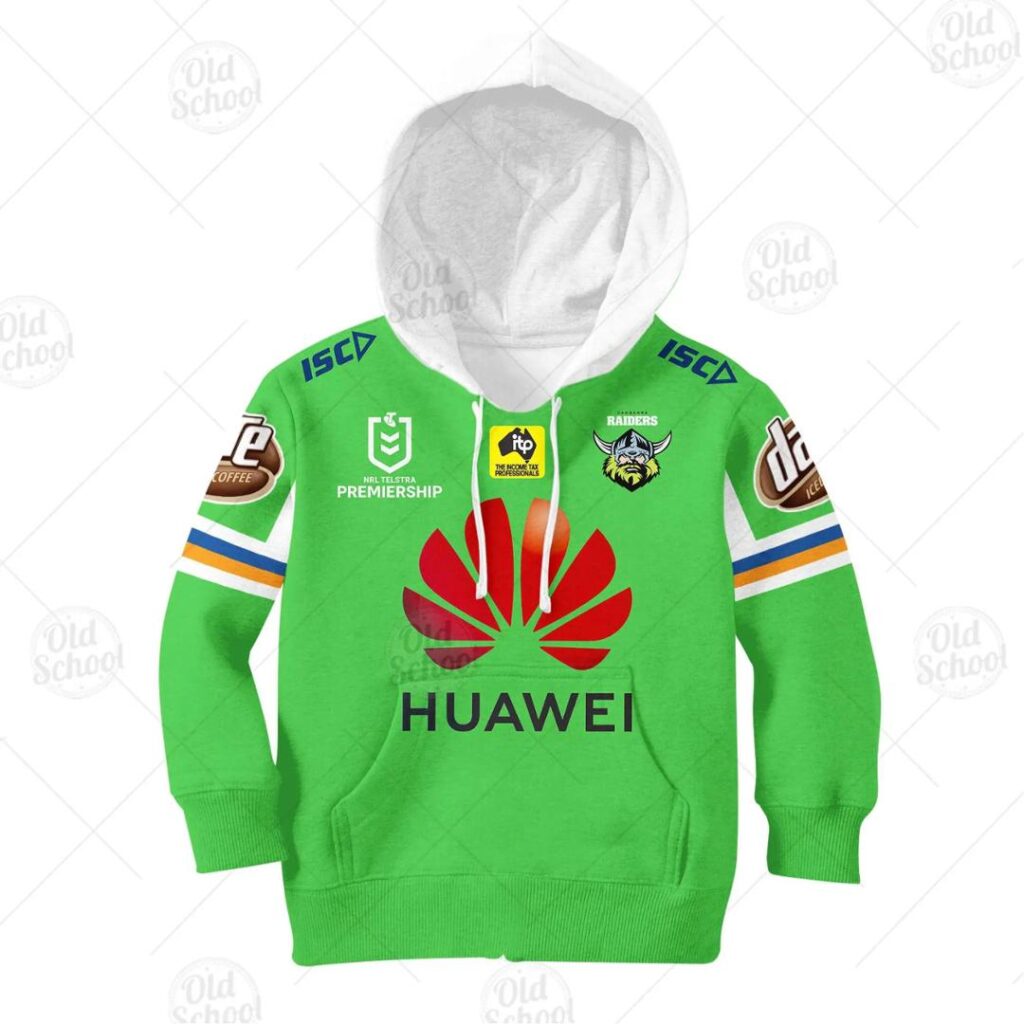 NRL Canberra Raiders Custom Name Number 2020 Home Jersey Kids Pullover Hoodie