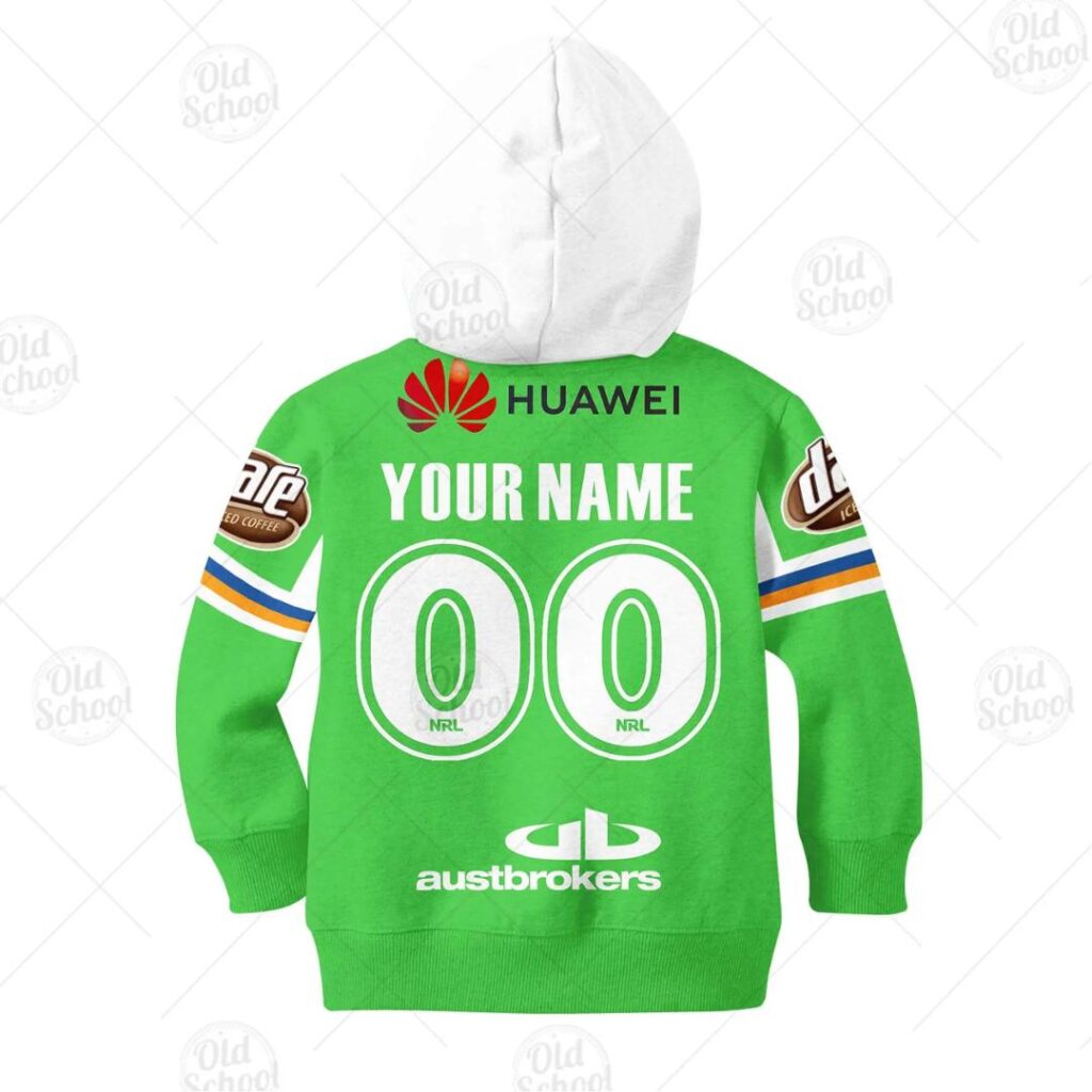 NRL Canberra Raiders Custom Name Number 2020 Home Jersey Kids Pullover Hoodie