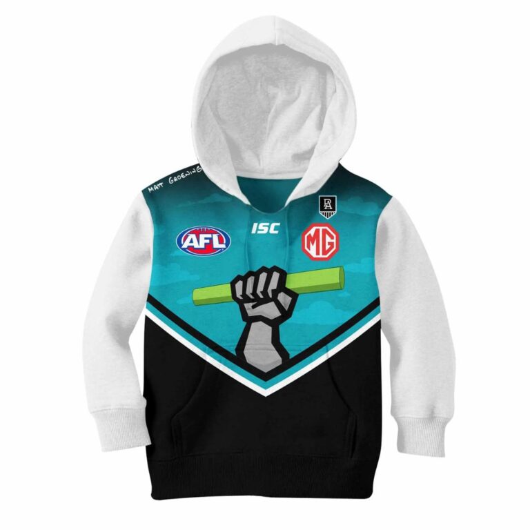 AFL Port Adelaide Power Custom Name Number Kids Pullover Hoodie