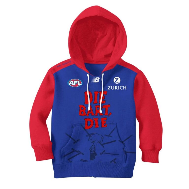 AFL Melbourne Demons Custom Name Number The Simpsons Kids Pullover Hoodie