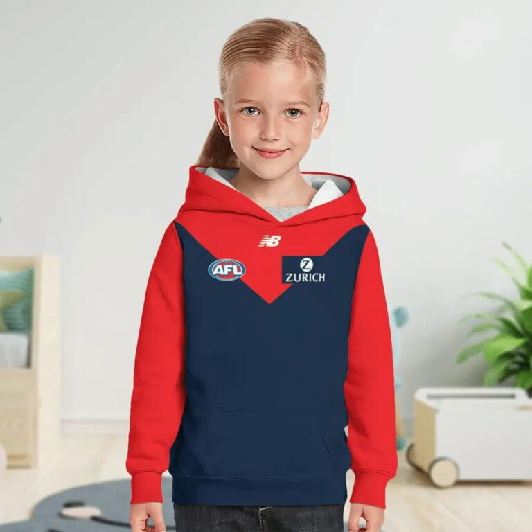 AFL Melbourne Demons Custom Name Number 2020 Home Guernsey Kids Pullover Hoodie