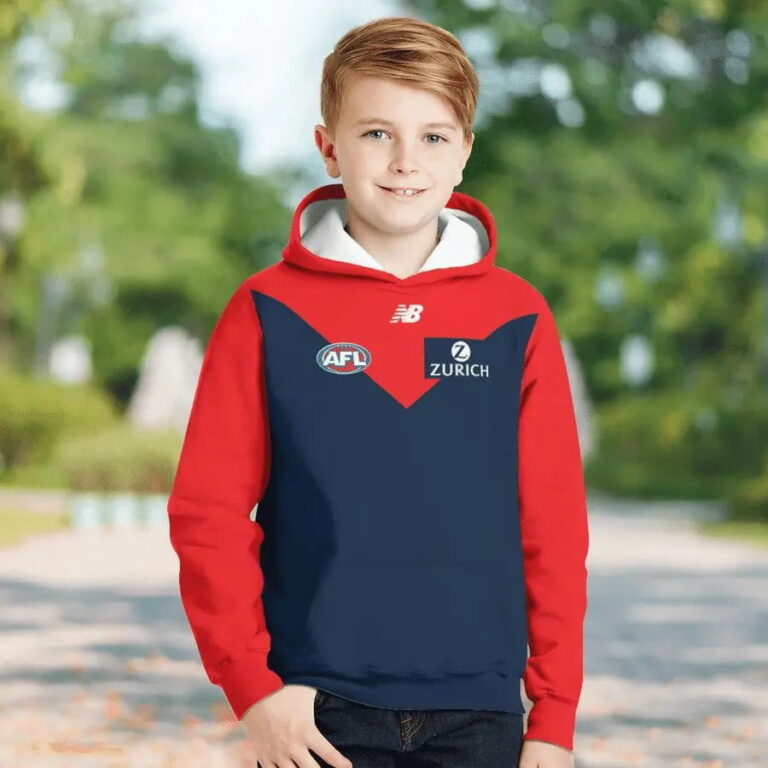 AFL Melbourne Demons Custom Name Number 2020 Home Guernsey Kids Pullover Hoodie