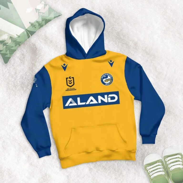 NRL Parramatta Eels Custom Name Number 2021 Away Jersey Kids Pullover Hoodie