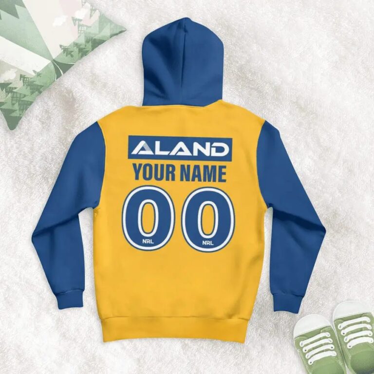 NRL Parramatta Eels Custom Name Number 2021 Away Jersey Kids Pullover Hoodie