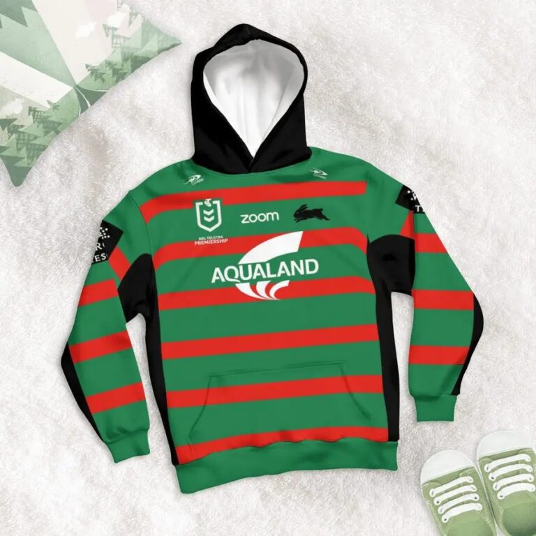 NRL South Sydney Rabbitohs Custom Name Number 2021 Home Jersey Kids Pullover Hoodie