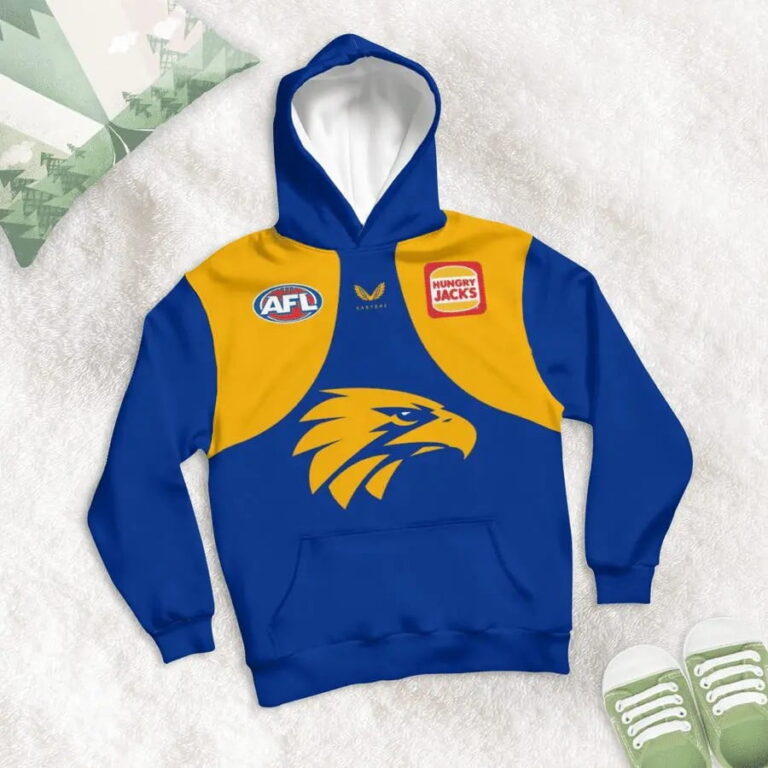 AFL West Coast Eagles Custom Name Number 2021 Home Guernsey Kids Pullover Hoodie