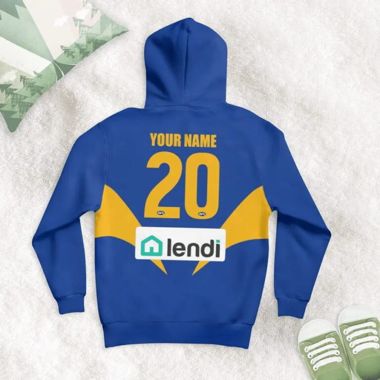 AFL West Coast Eagles Custom Name Number 2021 Home Guernsey Kids Pullover Hoodie