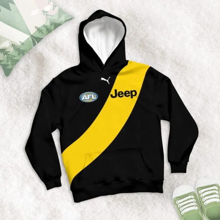 AFL Richmond Tigers Custom Name Number 2021 Home Guernsey Kids Pullover Hoodie