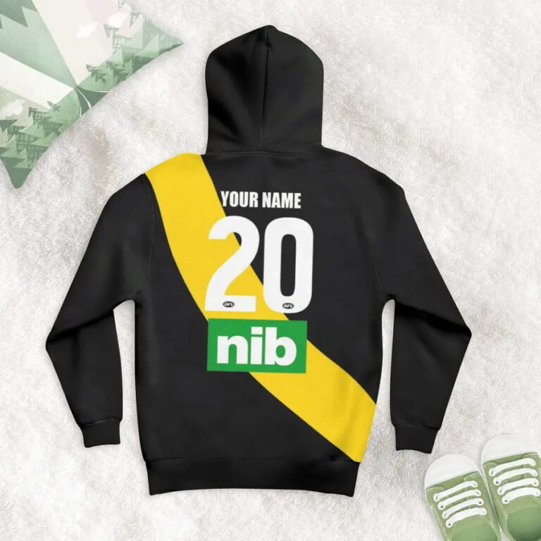 AFL Richmond Tigers Custom Name Number 2021 Home Guernsey Kids Pullover Hoodie