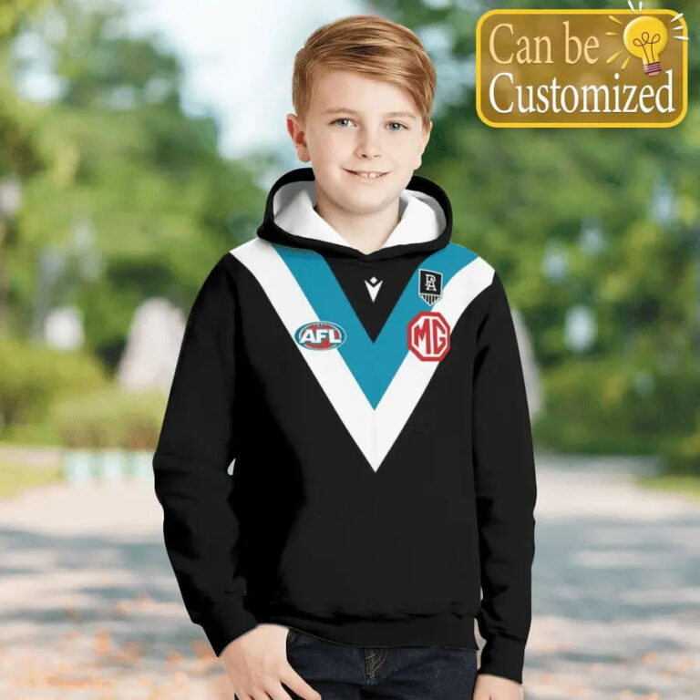 AFL Port Adelaide Power Custom Name Number 2021 Home Guernsey Kids Pullover Hoodie