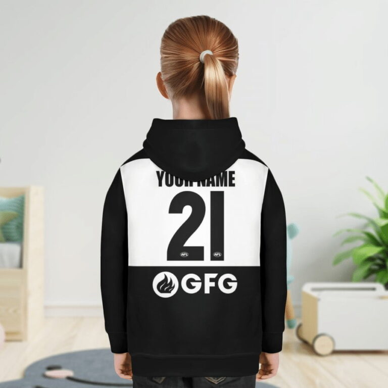 AFL Port Adelaide Power Custom Name Number 2021 Home Guernsey Kids Pullover Hoodie