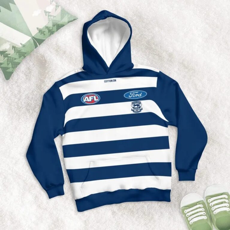 AFL Geelong Cats Custom Name Number 2021 Home Guernsey Kids Pullover Hoodie