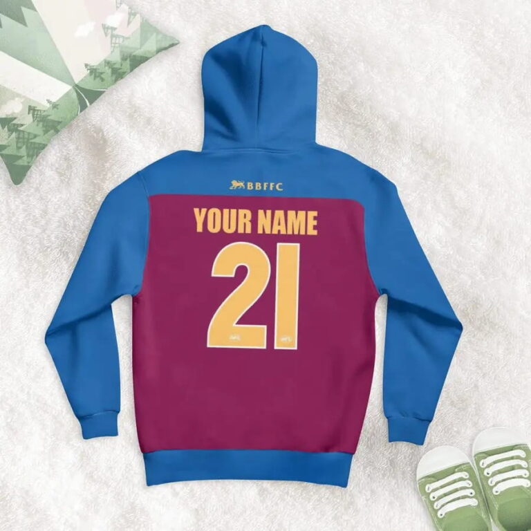 AFL Brisbane Lions Custom Name Number 2021 Home Guernsey Kids Pullover Hoodie