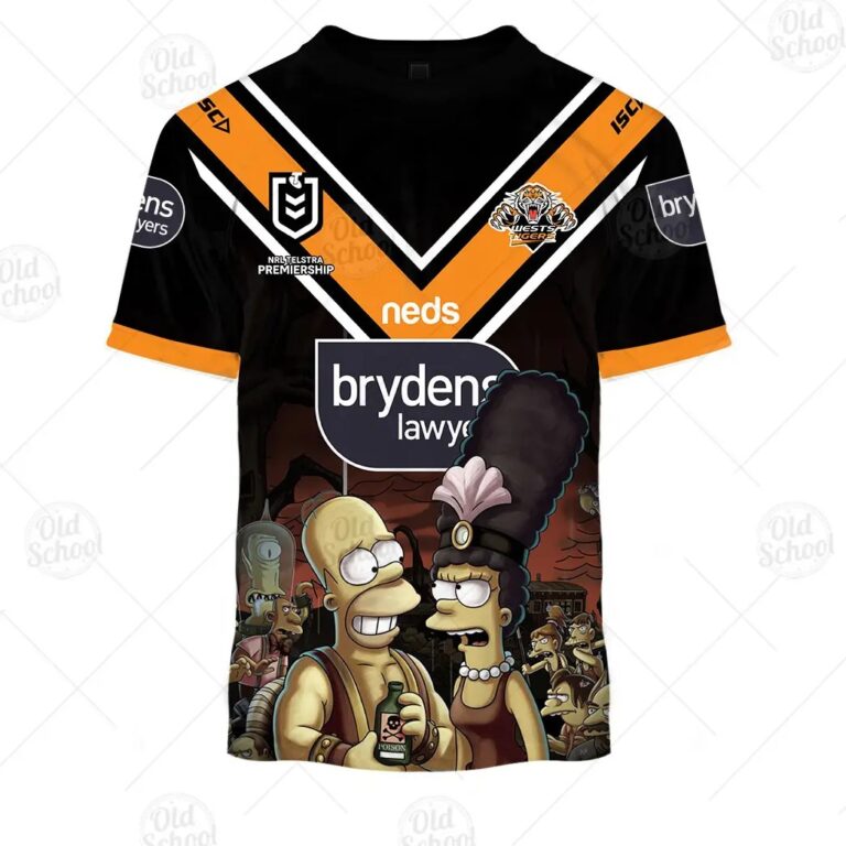 NRL Wests Tigers Custom Name Number x The Simpsons 2020 Halloween Jersey Kids T-Shirt