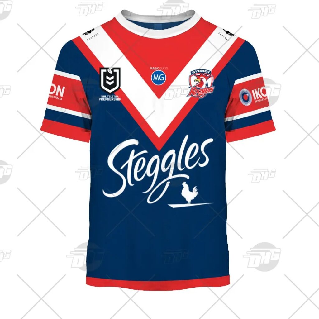 NRL Sydney Roosters Custom Name Number 2021 Home Jersey Kids T-Shirt