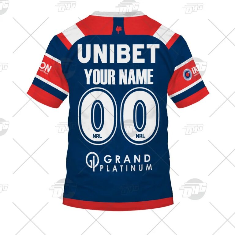 NRL Sydney Roosters Custom Name Number 2021 Home Jersey Kids T-Shirt