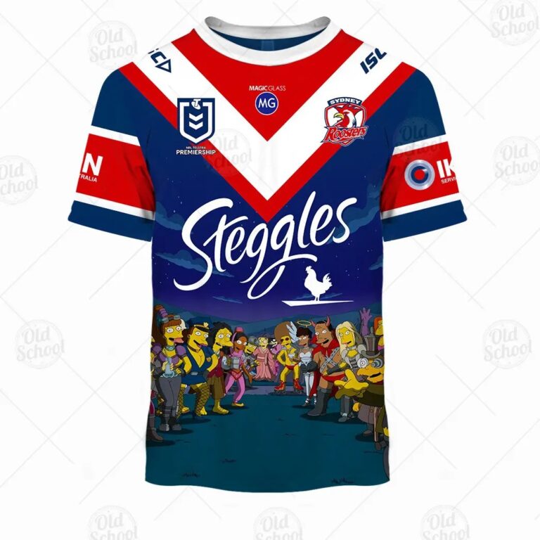 NRL Sydney Roosters Custom Name Number x The Simpsons 2020 Halloween Jersey Kids T-Shirt