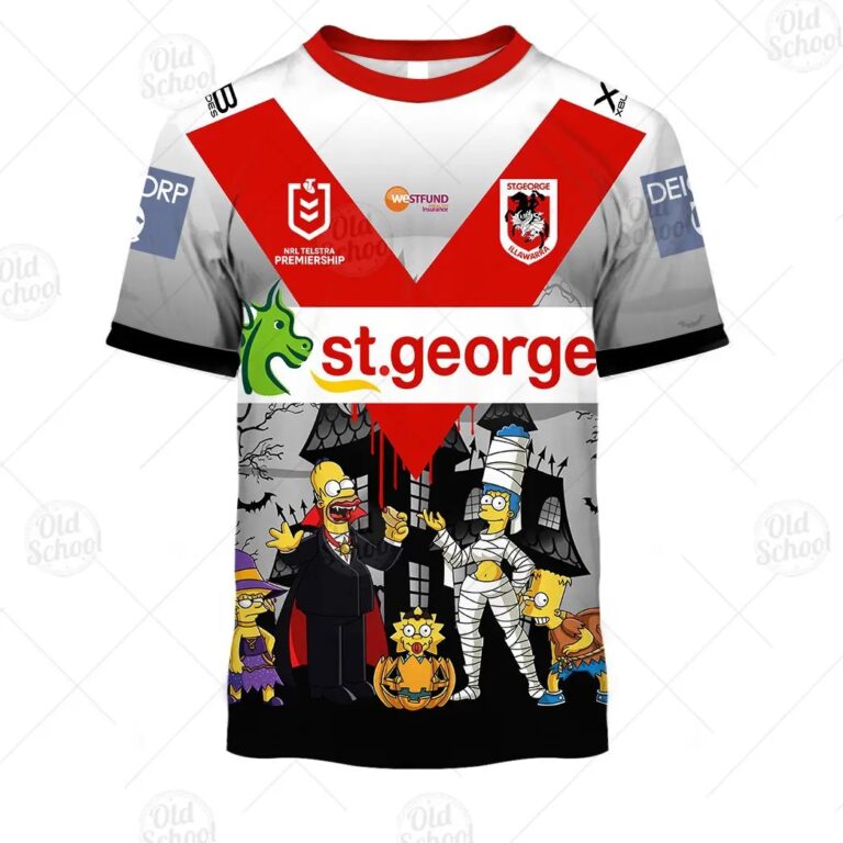 NRL St. George Illawarra Dragons Custom Name Number x The Simpsons 2020 Halloween Kids T-Shirt