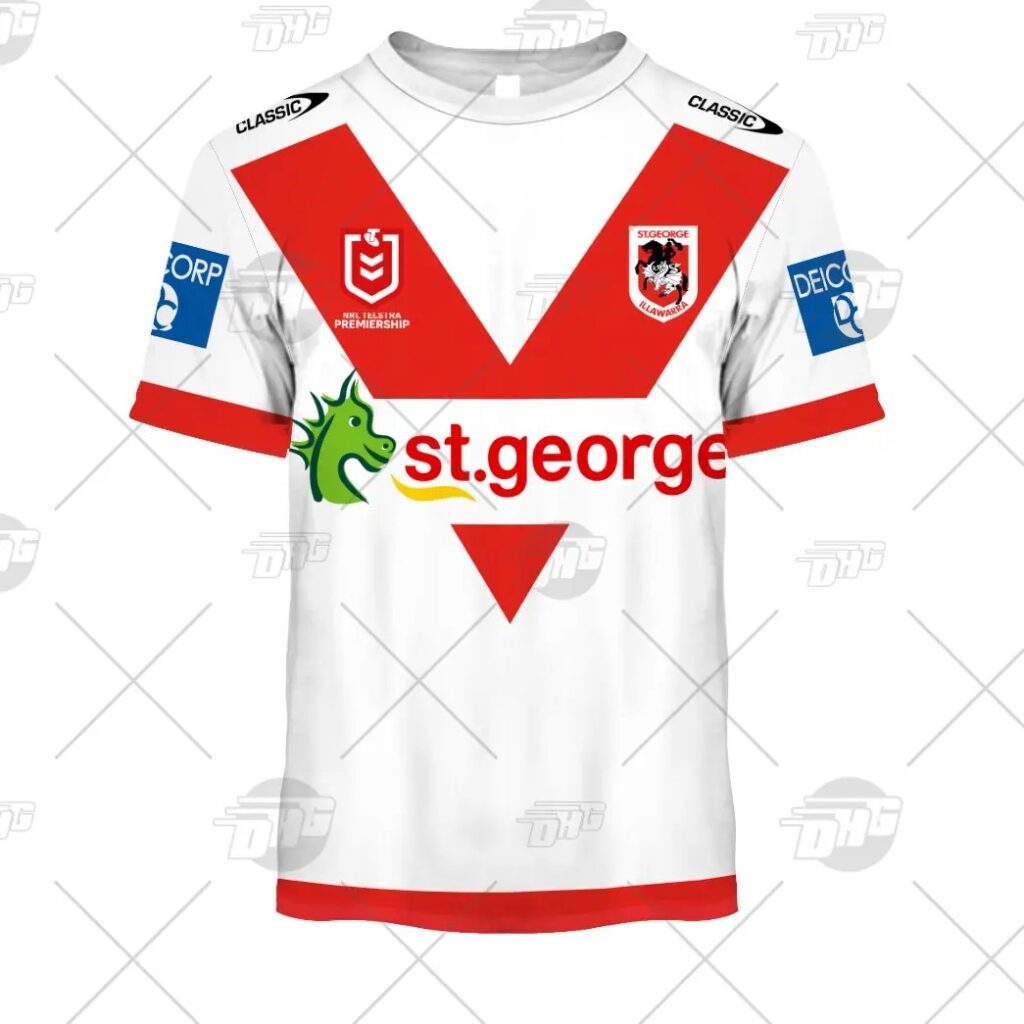NRL St. George Illawarra Dragons Custom Name Number 2021 Home Jersey Kids T-Shirt