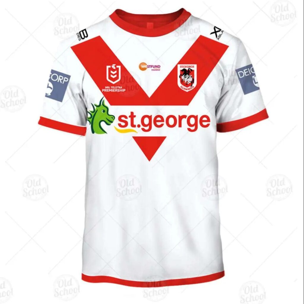 NRL St. George Illawarra Dragons Custom Name Number 2020 Home Jersey Kids T-Shirt