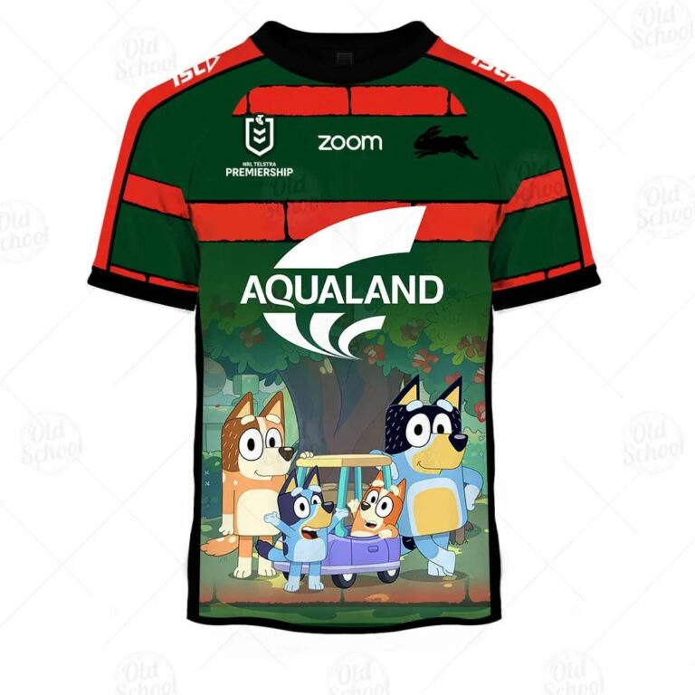 NRL South Sydney Rabbitohs Custom Name Number x Bluey Jersey 2020 Kids T-Shirt