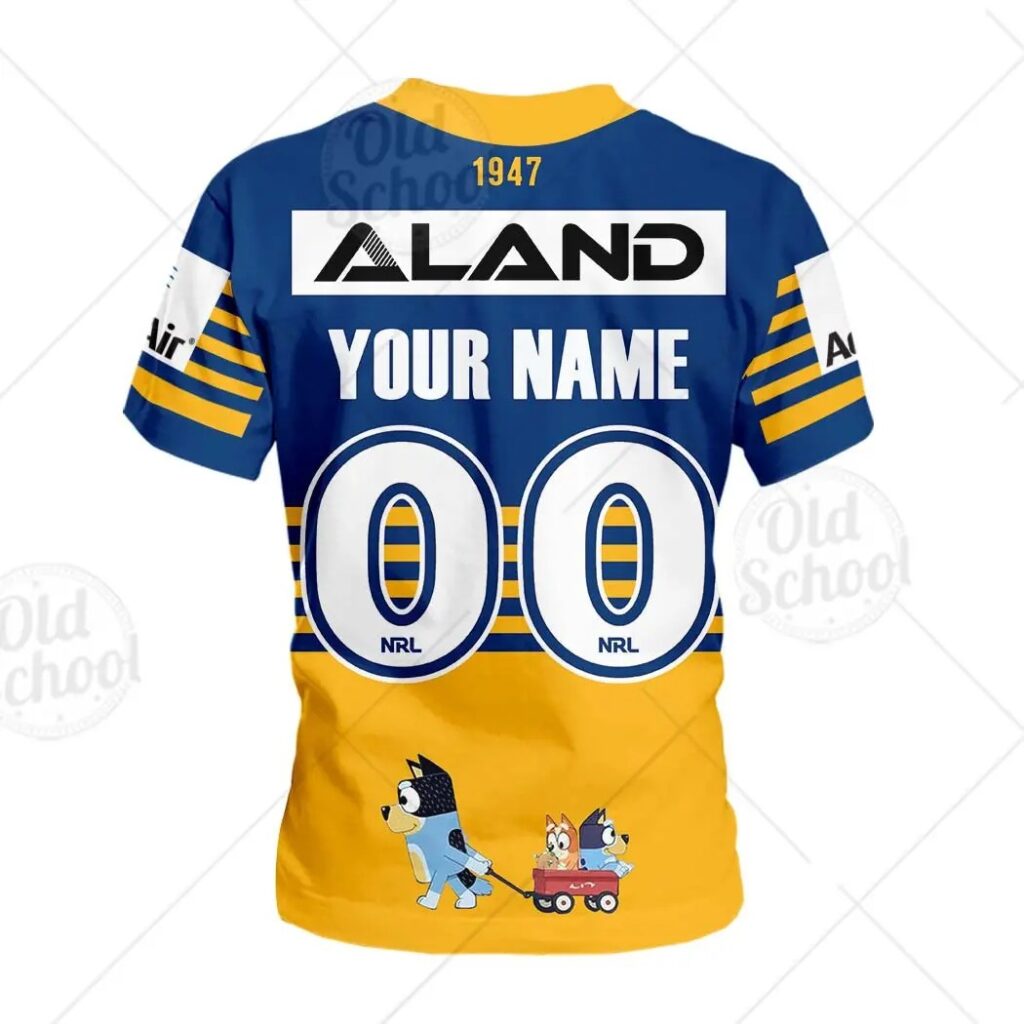NRL Parramatta Eels Custom Name Number x Bluey Kids T-Shirt