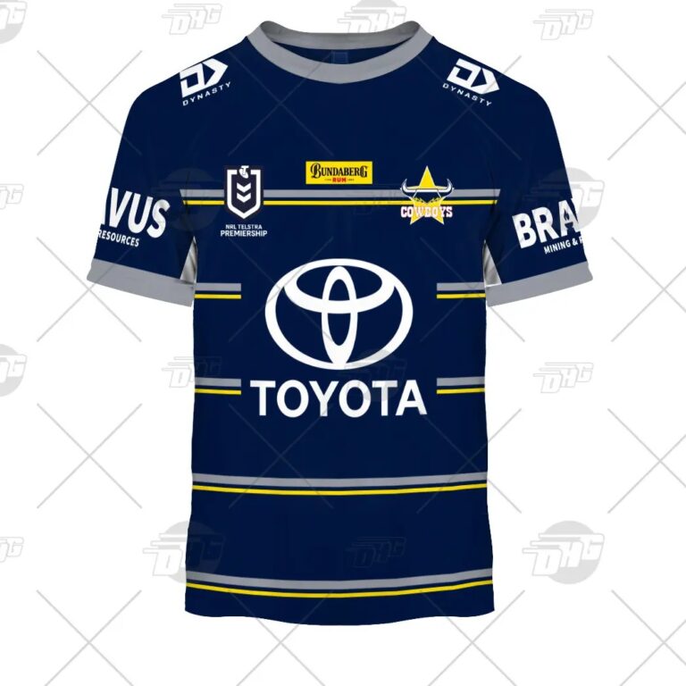 NRL North Queensland Cowboys Custom Name Number 2021 Home Jersey Kids T-Shirt