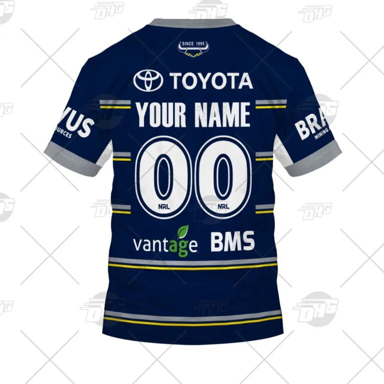 NRL North Queensland Cowboys Custom Name Number 2021 Home Jersey Kids T-Shirt