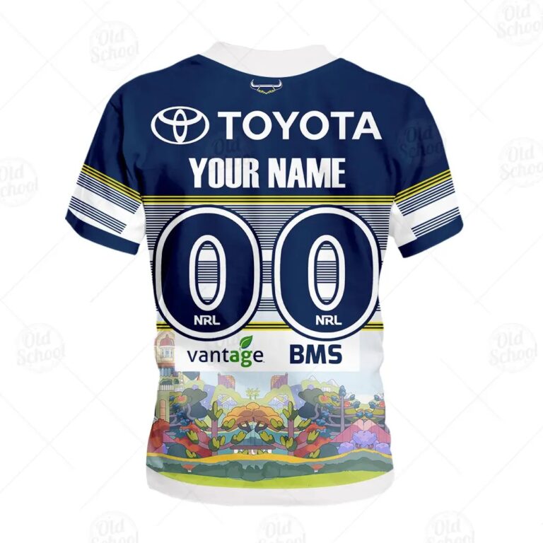 NRL North Queensland Cowboys Custom Name Number x Bluey Jersey Kids T-Shirt
