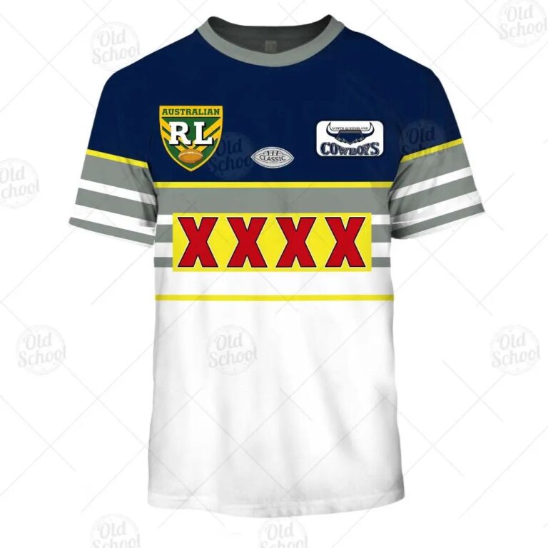NRL North Queensland Cowboys Custom Name Number 1995 ARL/NRL Vintage Retro Heritage Jersey Kids T-Shirt