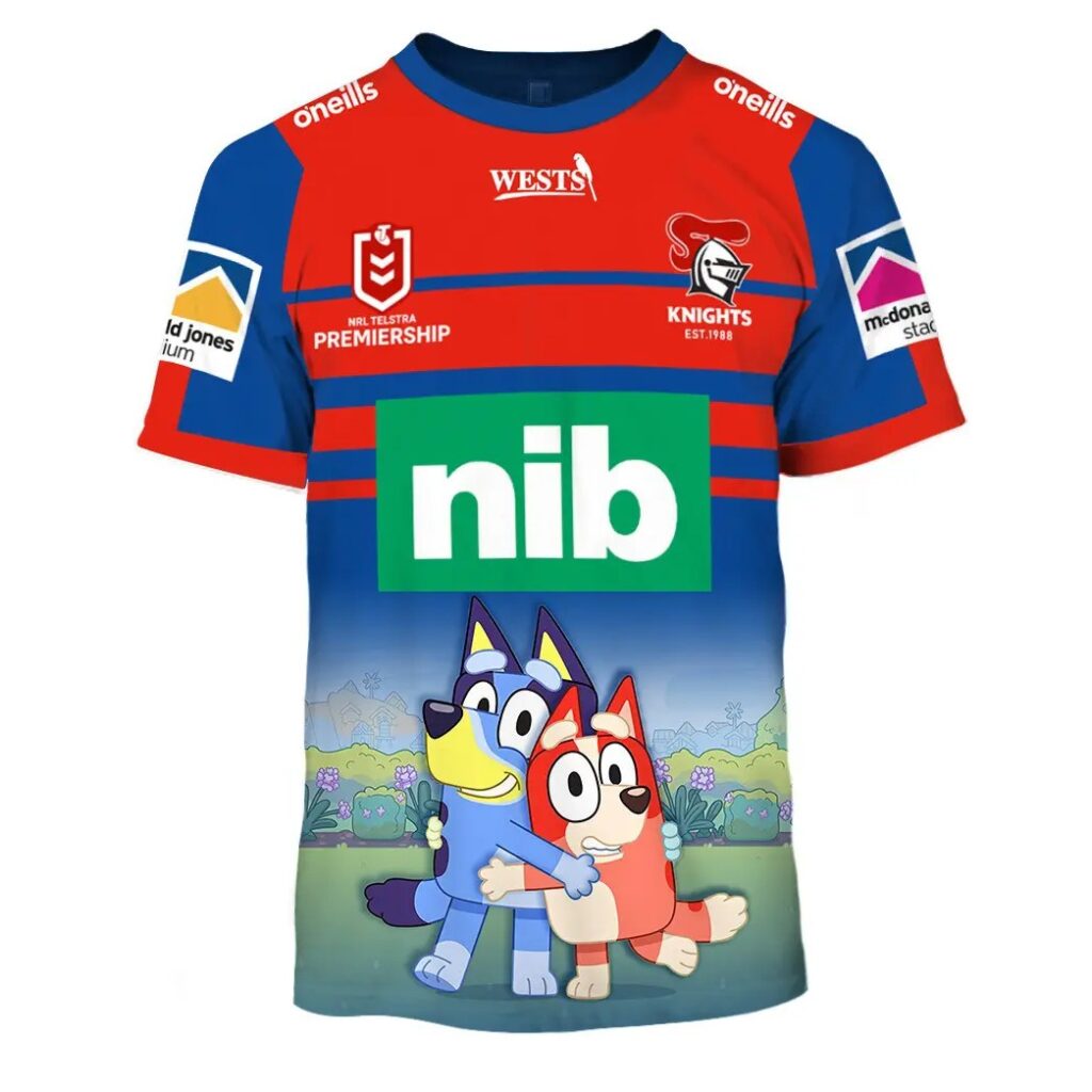 NRL Newcastle Knights Custom Name Number Bluey 2020 Jersey Kids T-Shirt