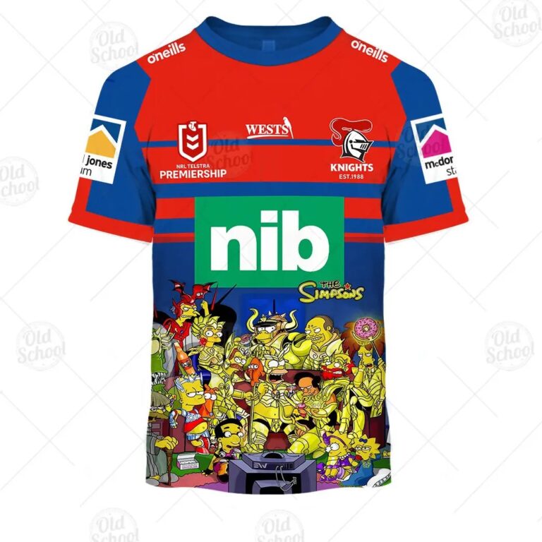 NRL Newcastle Knights Custom Name Number x The Simpsons 2020 Halloween Kids T-Shirt