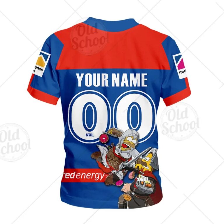 NRL Newcastle Knights Custom Name Number x The Simpsons 2020 Halloween Kids T-Shirt