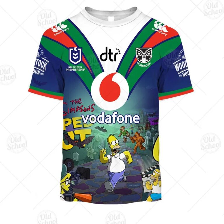NRL New Zealand Warriors Custom Name Number x The Simpsons 2020 Halloween Kids T-Shirt