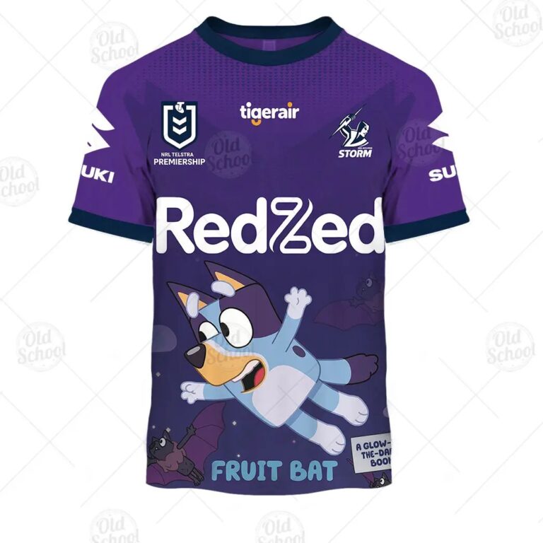 NRL Melbourne Storm Custom Name Number x Bluey Jersey Kids T-Shirt