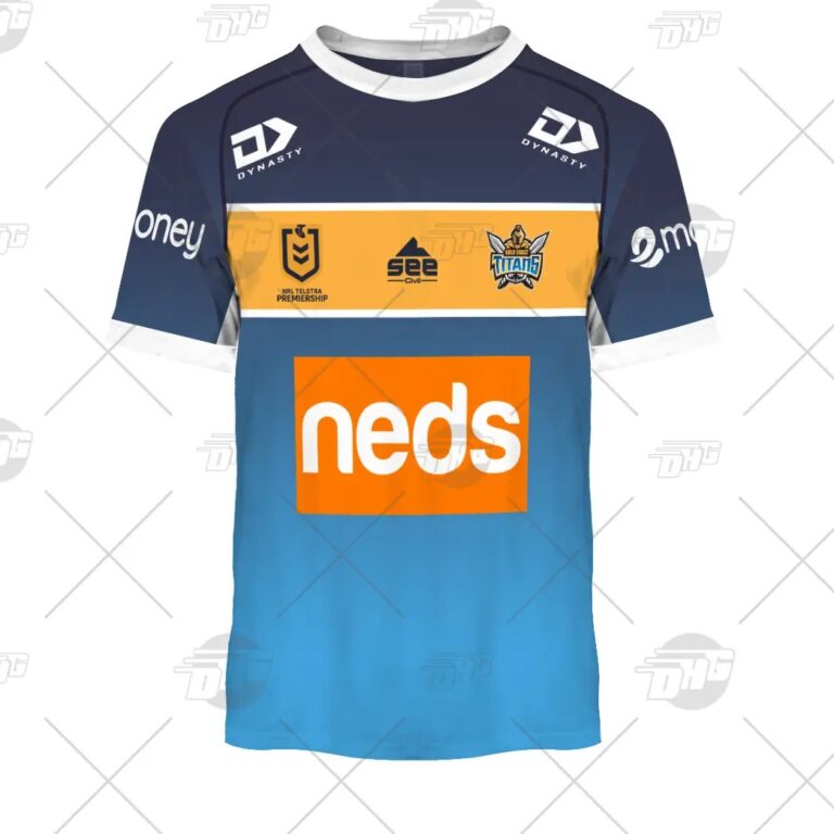 NRL Gold Coast Titans Custom Name Number 2021 Home Jersey Kids T-Shirt