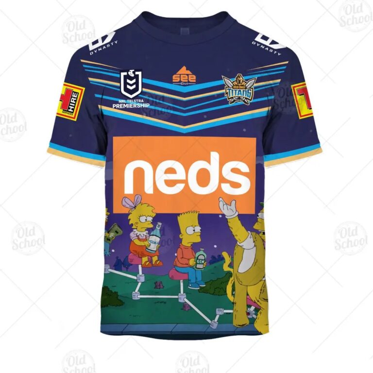 NRL Gold Coast Titans Custom Name Number x The Simpsons Halloween 2020 Kids T-Shirt